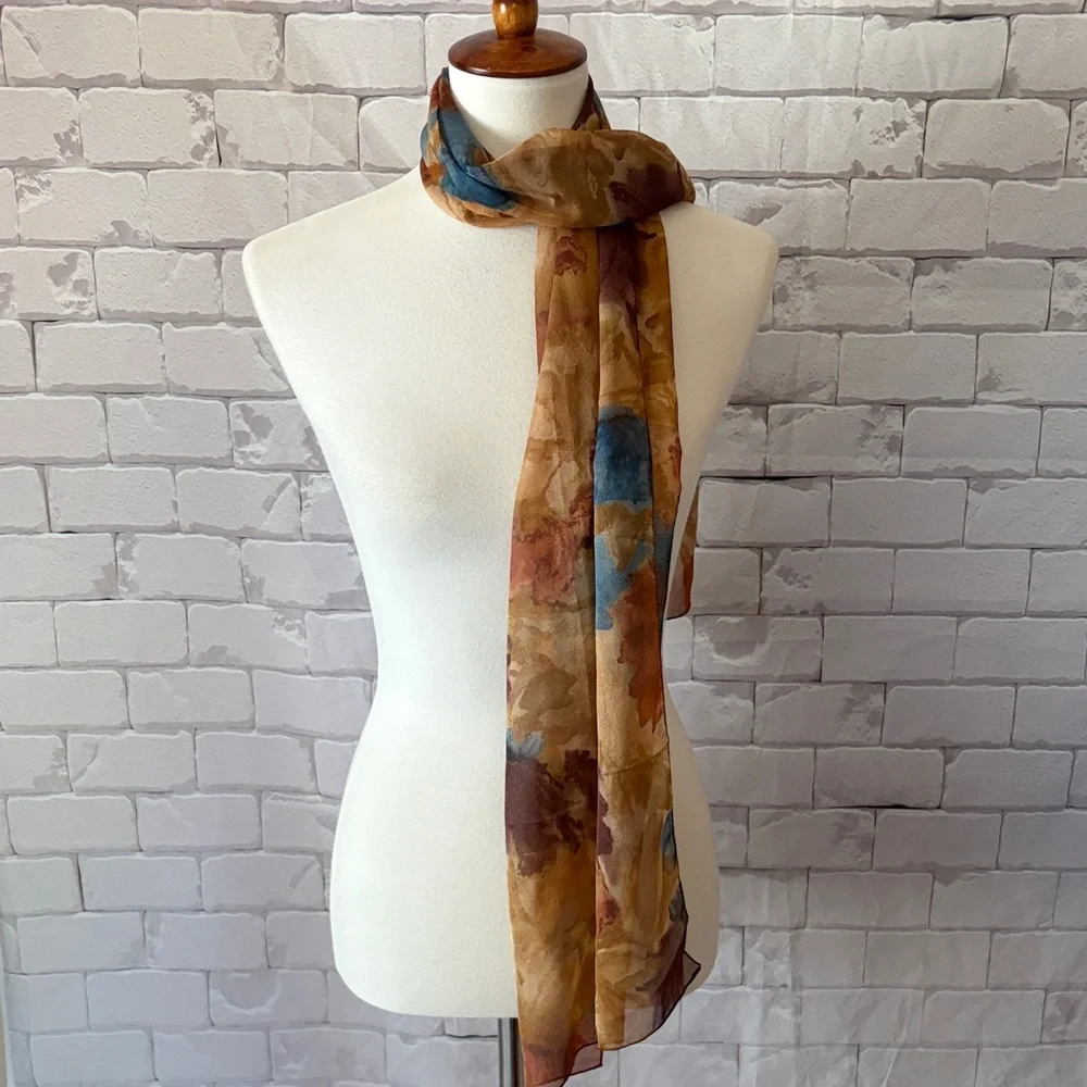 Chic Autumn Tones Floral Scarf
